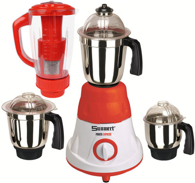 Sunmeet MG16-618 600 W Juicer Mixer Grinder(Multicolor, 4 Jars)