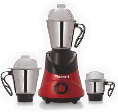 Sunmeet Bright 600 W Mixer Grinder(Red, Black, 3 Jars), Black;red