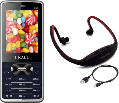 I Kall K36 with MP3/FM Player Neckband(Blue)