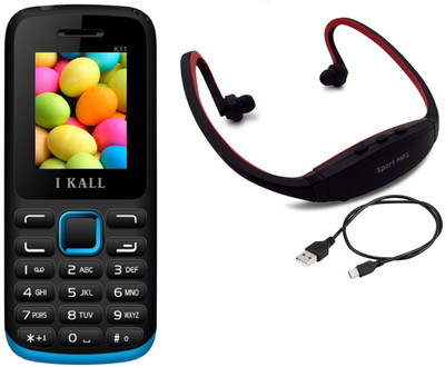 I Kall K11 with MP3/FM Player Neckband(Black & Blue)
