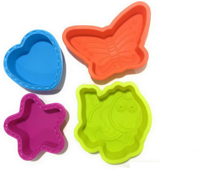 PEHER Multicolor Set of 4 Silicon - Cup Cake/Bread Mould(Pack of 4)