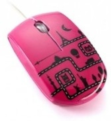 iStyle iFashion Wired Optical Mouse(USB, Hot Pink)