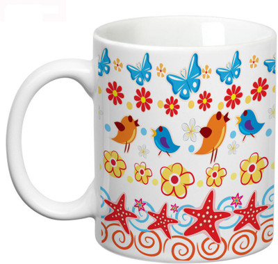 Prithish Abstract Design 36 Ceramic Mug(330 ml), Multicolor