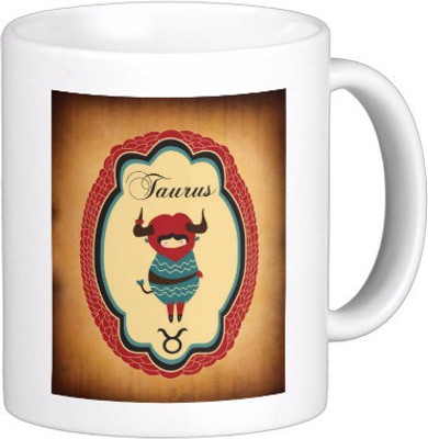 Exoctic Silver Zodiac Signs Taurus Ceramic Mug(300 ml), Multicolor