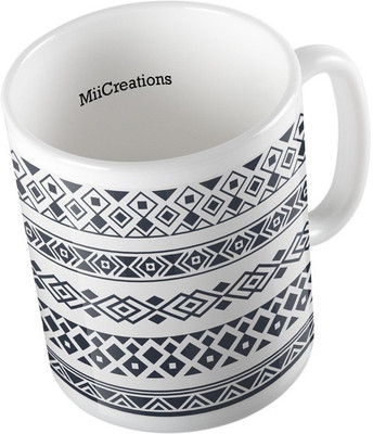MiiCreations Printed Diamond Shape Pattern Ceramic Mug(325 ml), Multicolor