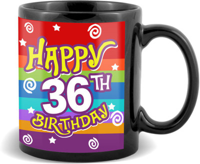SKY TRENDS Happy 36th Birthday Black Coffee Ceramic Mug(320 ml)