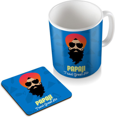 SKY TRENDS Papa Ji Tussi Great Ho ! With Cute Smile Gifts For Father's Day Coaster Coffee Set Ceramic Mug(320 ml, Pack of 2), White
SKY TRENDS Papa Ji Tussi Great Ho ! With Cute Smile Gifts For Father's Day Coaster Coffee Set Ceramic Mug(320 ml, Pack of 2), White
