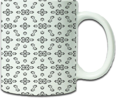 Maison N Mode Flower Bk Pattern Coffee Ceramic Mug(330 ml), Multicolor