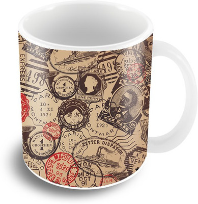 The Crazy Me Stamps Coffee Ceramic Mug(325 ml), Brown