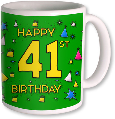 PhotogiftsIndia 41st Happy Birthday Coffee Ceramic Mug(350 ml), White
