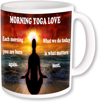 PhotogiftsIndia Yoga Coffee 005 Ceramic Mug(325 ml), Multicolor