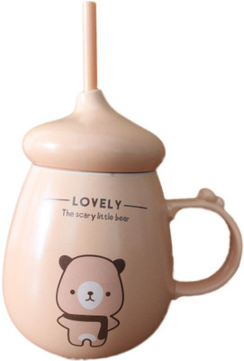 GeekGoodies Chocolate Teddy Bear Milk Coffee With Straw Lid Cup Ceramic Mug(300 ml), Beige
GeekGoodies Chocolate Teddy Bear Milk Coffee With Straw Lid Cup Ceramic Mug(300 ml), Beige