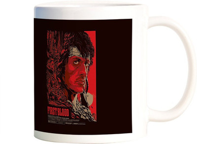Rangeele Inkers Rambo First Blood Art Ceramic Mug(300 ml), Multicolor