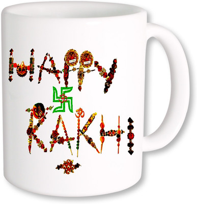 PhotogiftsIndia Happy Rakhi Ceramic Mug(325 ml), Multicolor