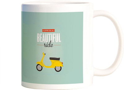 Rangeele Inkers Life Is A Beautiful Ride Ceramic Mug(300 ml), Multicolor
