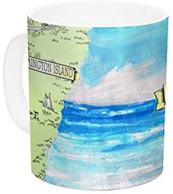 Kess InHouse InHouse Rosie Brown Tybee Island Ocean View Ceramic Coffee, 11 oz, Multicolor Ceramic Mug(60 ml)