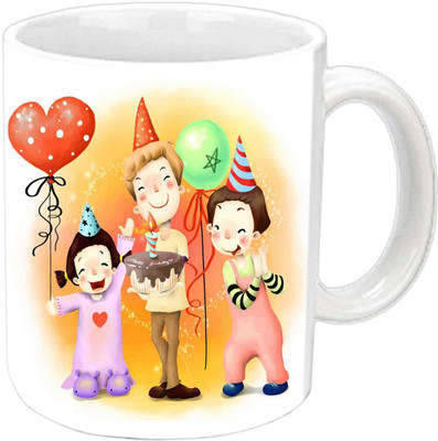 Raj Laxmi Happy family white mug Ceramic Mug(350 ml)