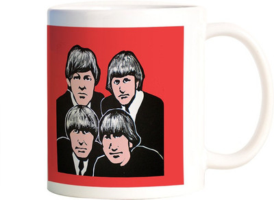 Rangeele Inkers The Beatles Simple Painting Ceramic Mug(300 ml), Multicolor