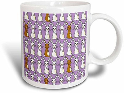 3dRose Cute Bunny Parade Purple Ceramic, 11-Ounce Ceramic Mug(60 ml)