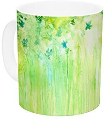 Kess InHouse InHouse Rosie Brown April Showers Lime Green Ceramic Coffee, 11 oz, Multicolor Ceramic Mug(60 ml)