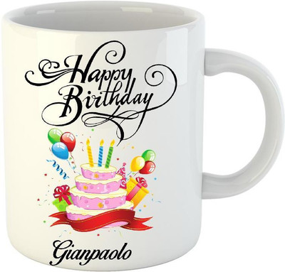 HuppmeGift Happy Birthday Gianpaolo White (350 ml) Ceramic Mug(350 ml)
