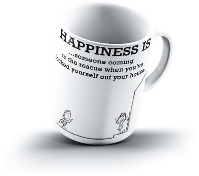 Ucard Happiness Is1246 Bone China, Ceramic, Porcelain Mug(325 ml)