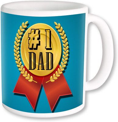 PhotogiftsIndia # 1 Dad Ceramic Mug(325 ml), Multicolor