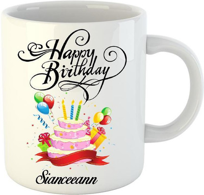 Huppme Happy Birthday Sianceeann White (350 ml) Ceramic Mug(350 ml)