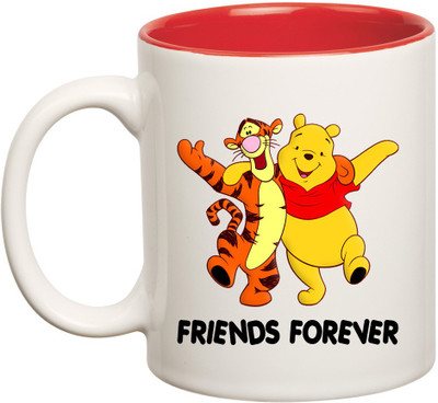 HuppmeGift Friend Forever Inner Red Ceramic Mug(350 ml), Red;white