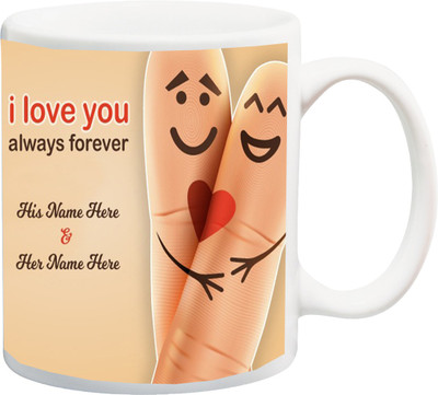 ME&YOU Gift for Husband/Wife/Girlfriend/Boyfriend/Lover;"I Love You Always Forever his name here & Her Name Here HD printed Ceramic Mug(325 ml), Multicolor
ME&YOU Gift for Husband/Wife/Girlfriend/Boyfriend/Lover;"I Love You Always Forever his name here & Her Name Here HD printed Ceramic Mug(325 ml), Multicolor