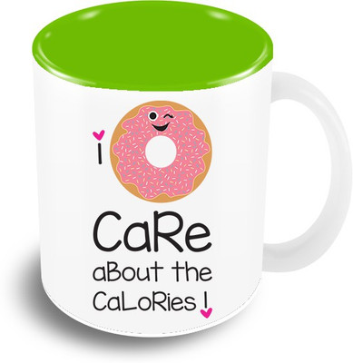 The Crazy Me I Don’t Care about the Calories Coffee Ceramic Mug(325 ml), Green;white