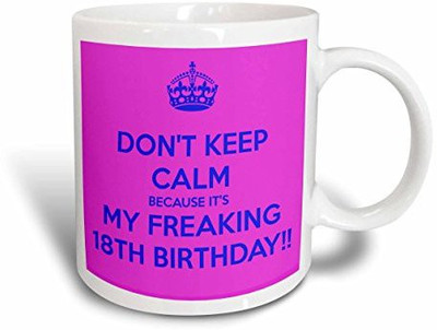 3dRose mug_163838_1 Dont Keep Calm Because Its My Freaking 18Th Birthday, Pink and Blue Ceramic, 11-Ounce Ceramic Mug(60 ml)
3dRose mug_163838_1 Dont Keep Calm Because Its My Freaking 18Th Birthday, Pink and Blue Ceramic, 11-Ounce Ceramic Mug(60 ml)