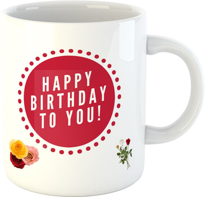 Deeher Gifts Happy Birthday design2 Ceramic Mug(330 ml), Multicolor