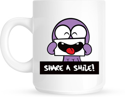 HuppmeGift Share Smile White Ceramic Mug(350 ml)