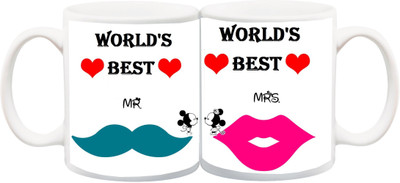 ME&YOU Gift for Husband/Wife/Boyfriend/Girlfriend/Couples On Anniversary;World's Best Mr. And Mrs. Printed Ceramic Mug(325 ml, Pack of 2), Multicolor
ME&YOU Gift for Husband/Wife/Boyfriend/Girlfriend/Couples On Anniversary;World's Best Mr. And Mrs. Printed Ceramic Mug(325 ml, Pack of 2), Multicolor