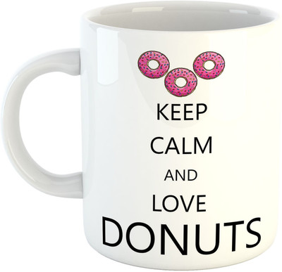 Deeher Gifts Keep Calm And Love Donuts Ceramic Mug(330 ml), Multicolor