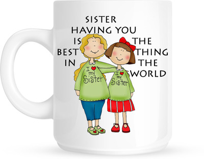 HuppmeGift My Sister White Ceramic Mug(350 ml)