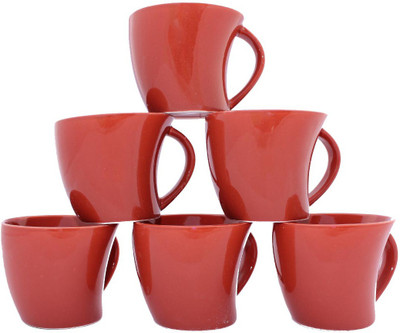 Aarzool Maroon Kaju Cups Ceramic(Maroon, Pack of 6)