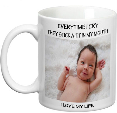 Prithish I Love My Life Ceramic Mug(330 ml), Multicolor