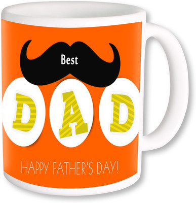 PhotogiftsIndia Best Dad Ceramic Mug(325 ml), Multicolor