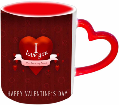 Raj Laxmi Love you red handle valentine Ceramic Mug(350 ml)