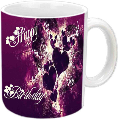 Raj Laxmi Beautiful Theme For Happy B'day White Ceramic Mug(3.5 ml)