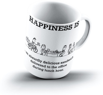Ucard Happiness Is2061 Bone China, Ceramic, Porcelain Mug(325 ml)
