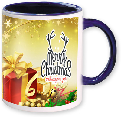 Heyworlds christmas and new yaer gifts 02 Ceramic Mug(325 ml), Blue