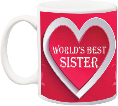 ME&YOU Best gift for Sister ; World's Best Sis Ceramic Mug(350 ml), Pink