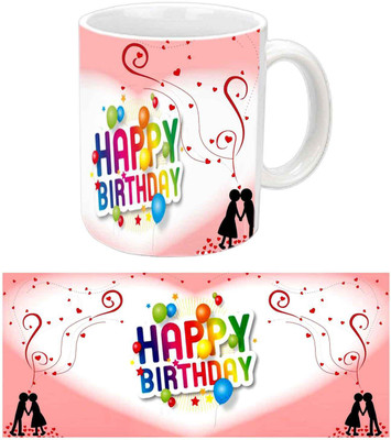 Raj Laxmi kissing couple lovers b'day white mug Ceramic Mug(350 ml)