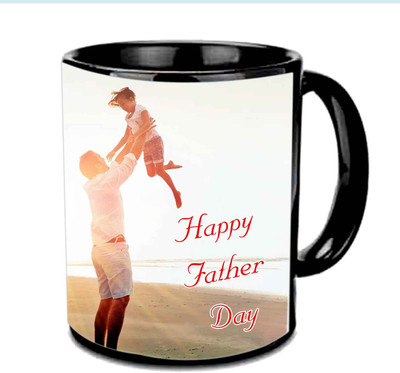 Raj Laxmi Happy Fathers Day With Fresh Sunrise View Multicolor Ceramic Mug(3.5 ml), Black
