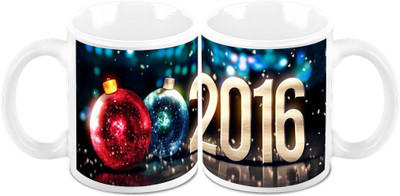 Homesogood New Year Crystal Balls (Set Of 2) Ceramic Mug(325 ml, Pack of 2)