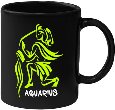 HuppmeGift Aquarius Black Ceramic Mug(350 ml)