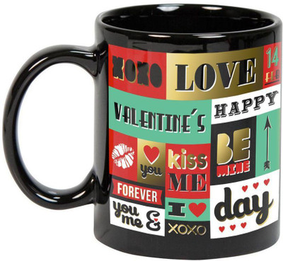 Prithish Happy Valentines Day Design4 Black Ceramic Mug(330 ml), Multicolor